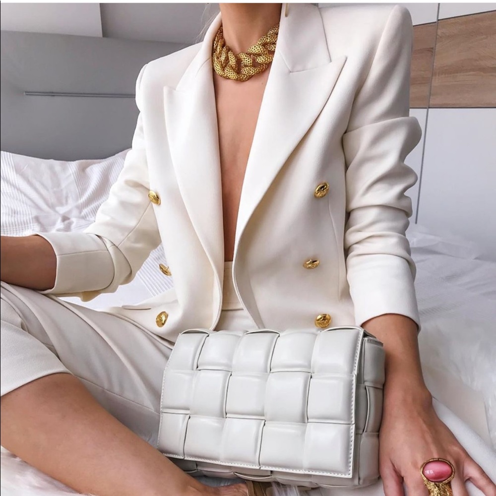 Last🔥Zara blazer with gold button bloggers fav